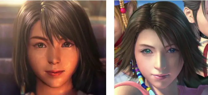 Side-by-side of Yuna from FFX and FFX-2